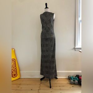 Vintage Jil Sander fitted plaid wool maxi dress